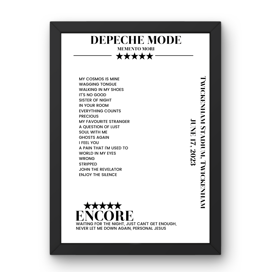 Depeche Mode June 17, 2023 Twickenham Stadium Twickenham Setlist Poster - Setlist