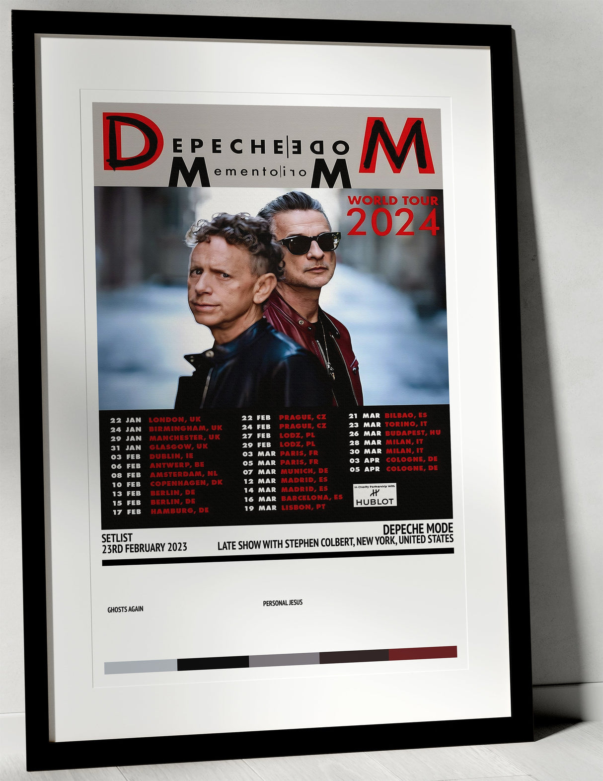 Depeche Mode Late Show With Stephen Colbert New York 23rd February 2023 - Setlist Tour Poster - Setlist