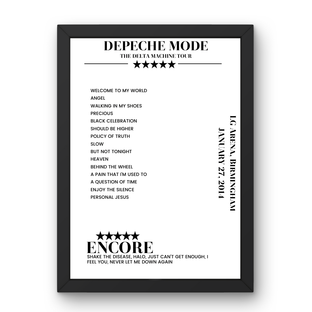 Depeche Mode LG Arena Birmingham 27 January 2014 Setlist Poster - Setlist