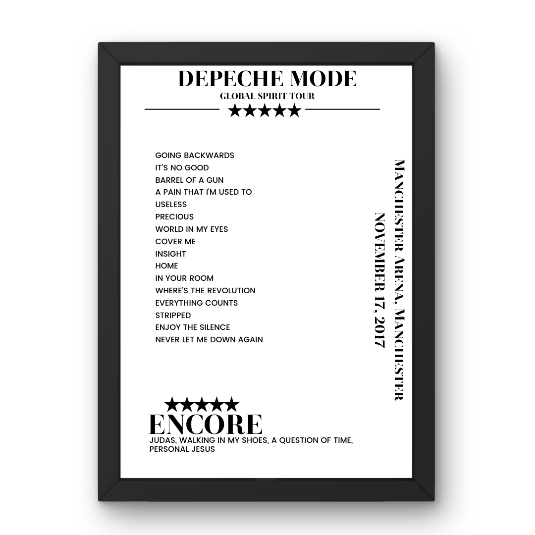 Depeche Mode Manchester Arena Manchester 17 November 2017 Setlist Poster - Setlist