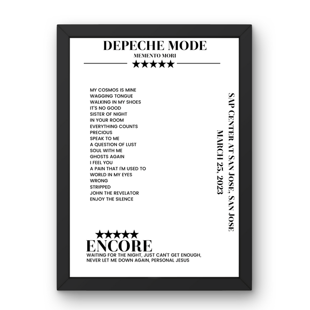 Depeche Mode March 25, 2023 SAP Center at San Jose San Jose Setlist Poster - Setlist