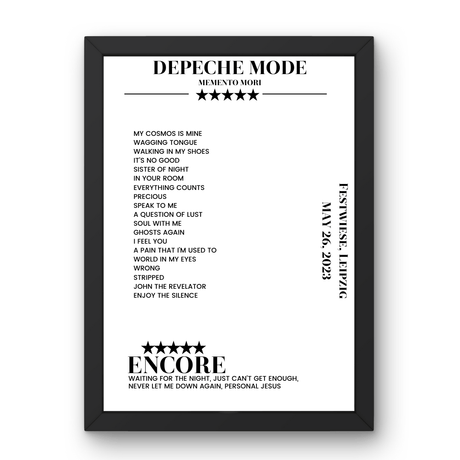 Depeche Mode May 26, 2023 Festwiese Leipzig Setlist Poster - Setlist