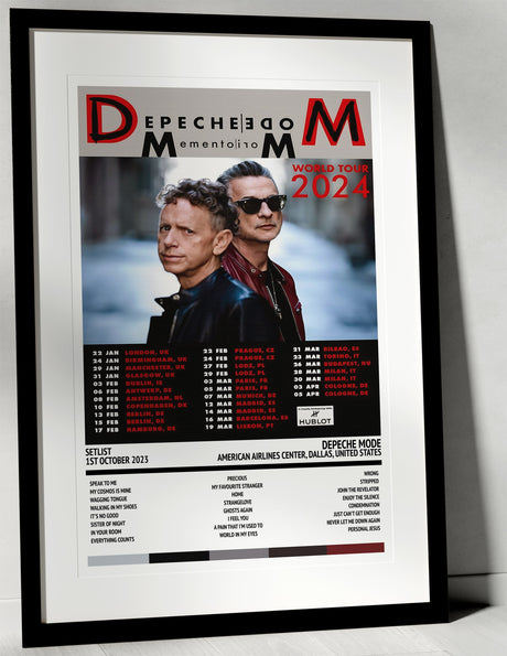 Depeche Mode Memento Mori American Airlines Center Dallas 1st October 2023 - Setlist Tour Poster - Setlist