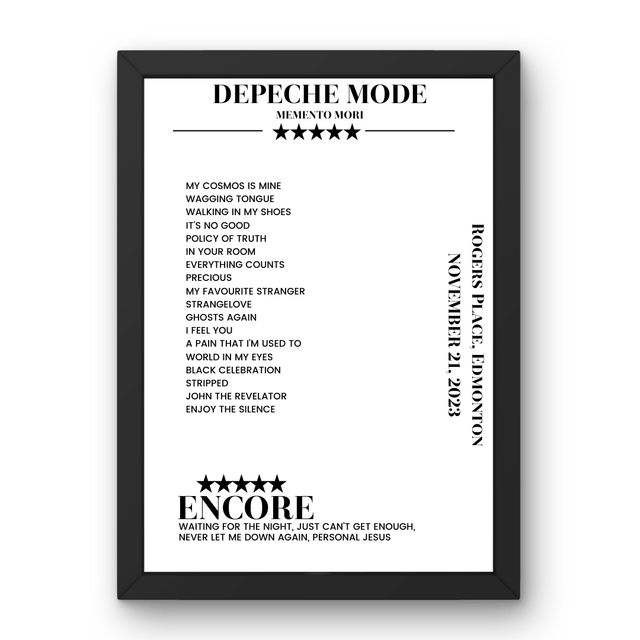 Depeche Mode November 21, 2023 Rogers Place Edmonton Setlist Poster - Setlist