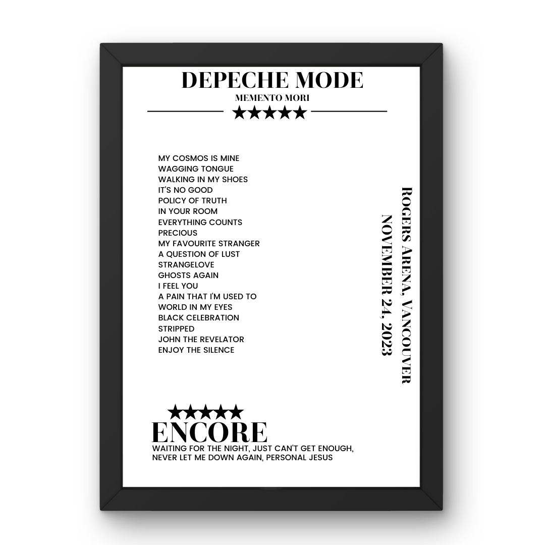 Depeche Mode November 24, 2023 Rogers Arena Vancouver Setlist Poster - Setlist