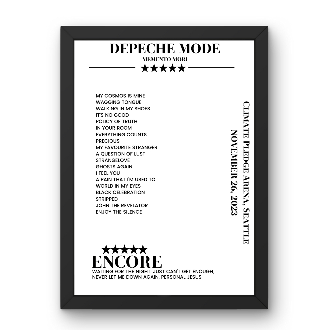 Depeche Mode November 26, 2023 Climate Pledge Arena Seattle Setlist Poster - Setlist