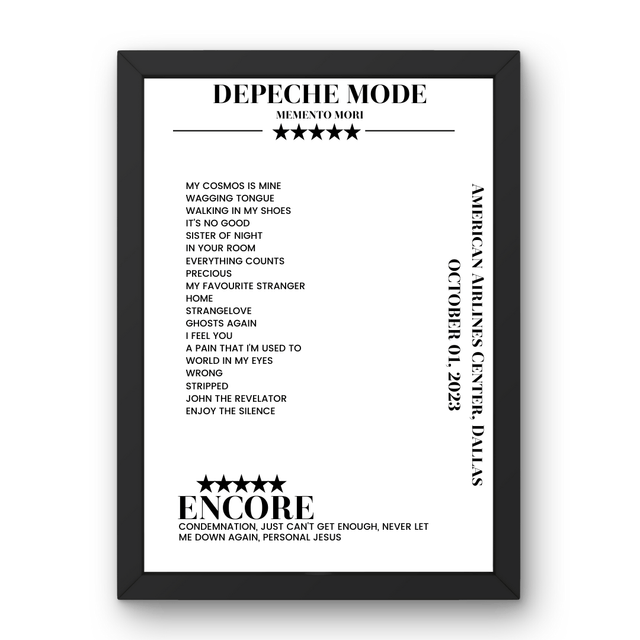 Depeche Mode October 01, 2023 American Airlines Center Dallas Setlist Poster - Setlist