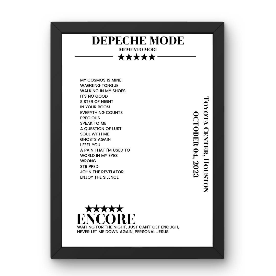 Depeche Mode October 04, 2023 Toyota Center Houston Setlist Poster - Setlist