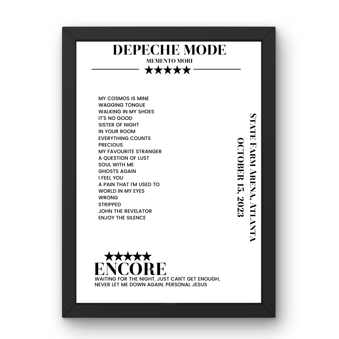 Depeche Mode October 15, 2023 State Farm Arena Atlanta Setlist Poster - Setlist