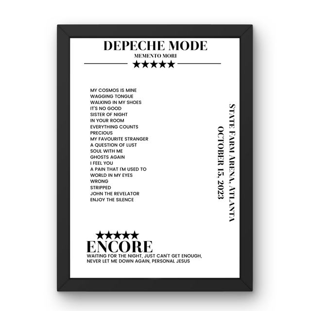 Depeche Mode October 15, 2023 State Farm Arena Atlanta Setlist Poster - Setlist