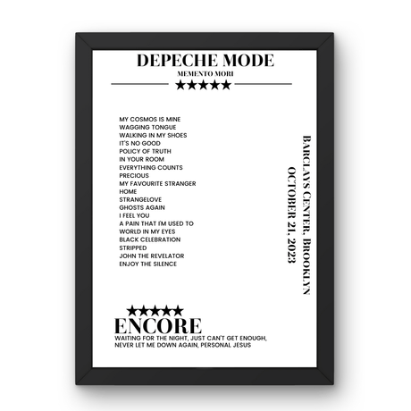 Depeche Mode October 21, 2023 Barclays Center Brooklyn Setlist Poster - Setlist