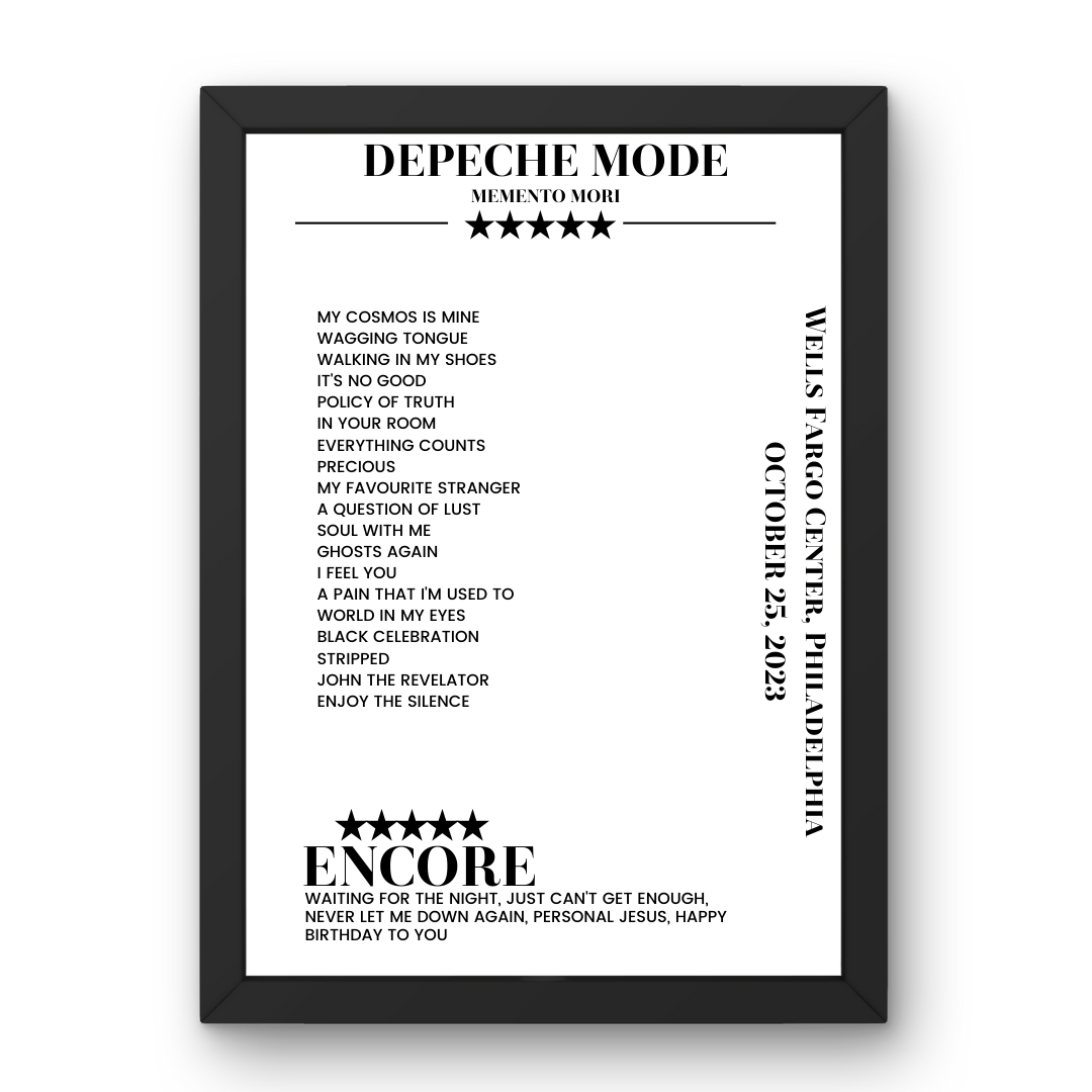 Depeche Mode October 25, 2023 Wells Fargo Center Philadelphia Setlist Poster - Setlist