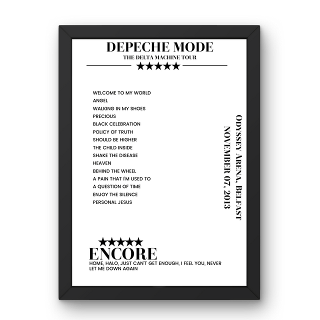 Depeche Mode Odyssey Arena Belfast 7 November 2013 Setlist Poster - Setlist