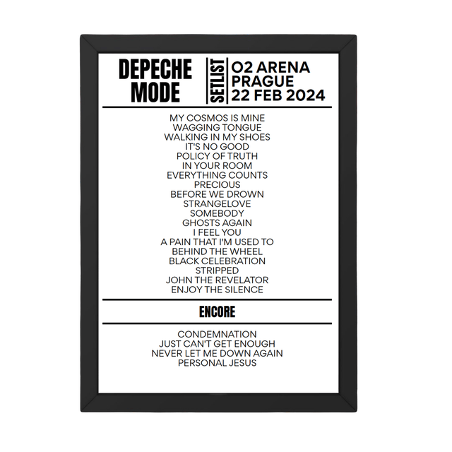 Depeche Mode Prague February 22, 2024 Replica Setlist - Setlist