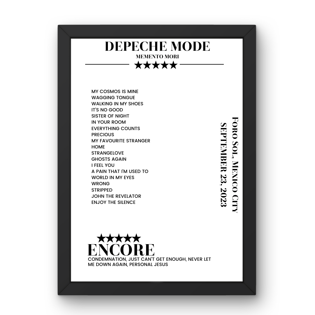 Depeche Mode September 23, 2023 Foro Sol Mexico City Setlist Poster - Setlist