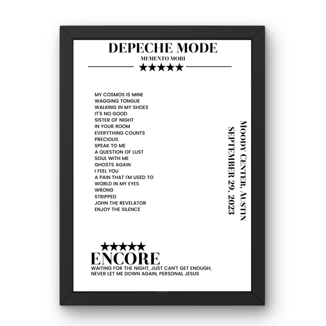 Depeche Mode September 29, 2023 Moody Center Austin Setlist Poster - Setlist