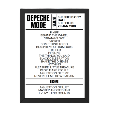 Depeche Mode Setlist 20-01-1988-Sheffield - Setlist