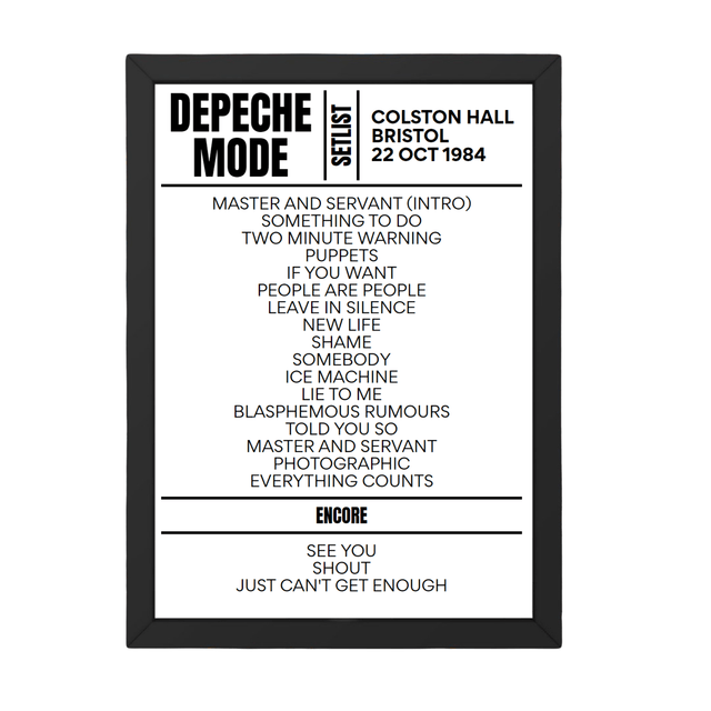 Depeche Mode Setlist 22-10-1984-Bristol - Setlist