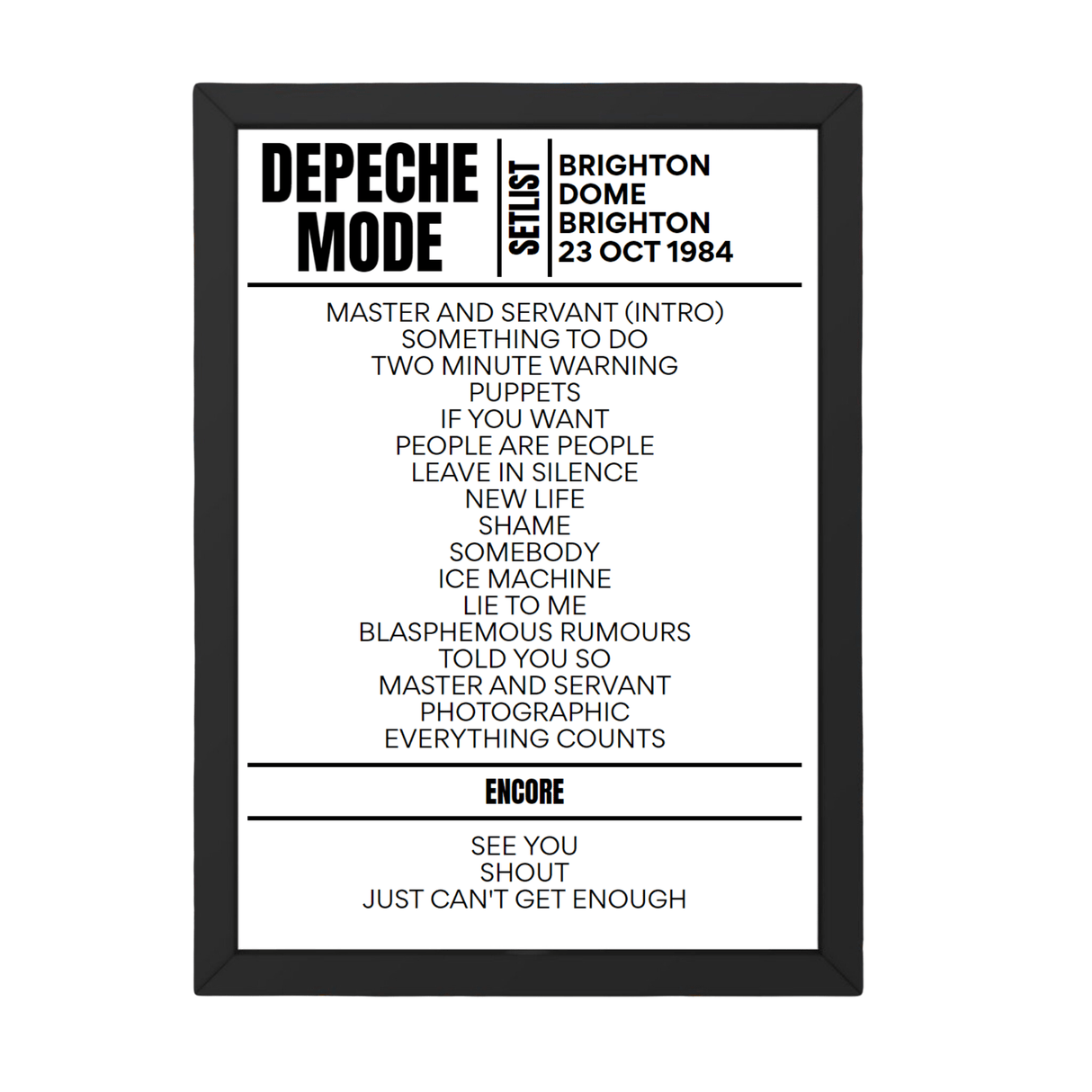 Depeche Mode Setlist 23-10-1984-Brighton - Setlist