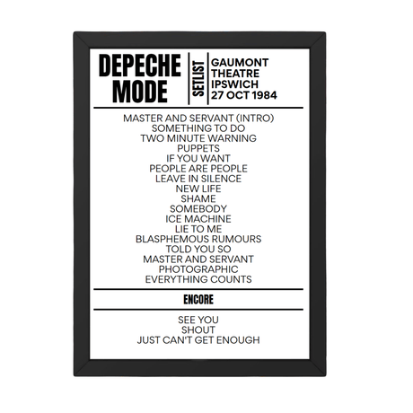 Depeche Mode Setlist 27-10-1984-Ipswich - Setlist