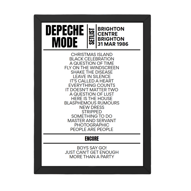 Depeche Mode Setlist 31-03-1986-Brighton - Setlist