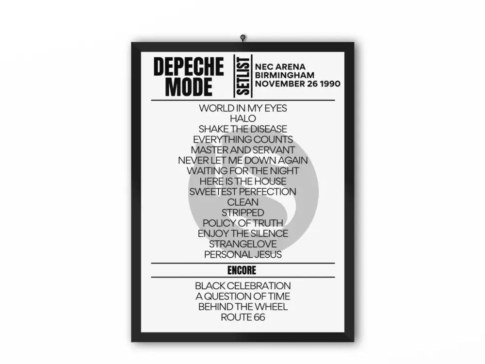 Depeche Mode Setlist NEC Arena Birmingham November 26 1990 - Setlist