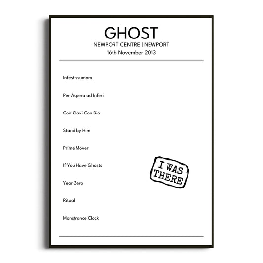 Ghost Newport 16 November 2013 Setlist Poster