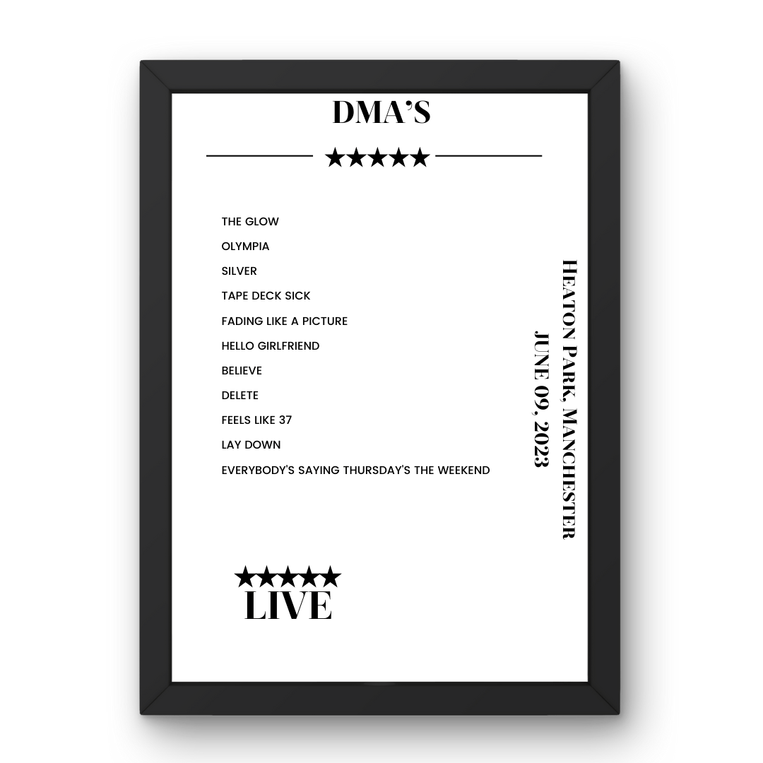 DMA’s June 09, 2023 Heaton Park Manchester Setlist Poster - Setlist