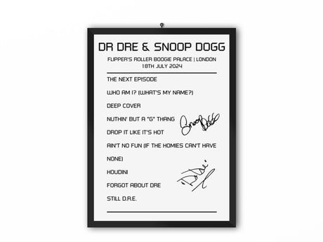 Dr Dre & Snoop Dogg Flipper's Roller Boogie Palace July 2024 Setlist Poster - Setlist