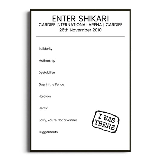 Enter Shikari Cardiff 26 November 2010 Setlist Poster