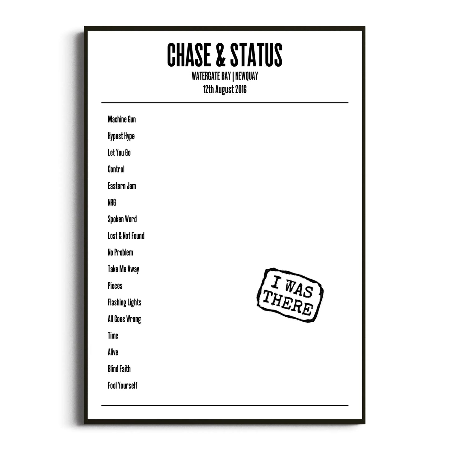 Chase & Status Newquay 12 August 2016 Setlist Poster