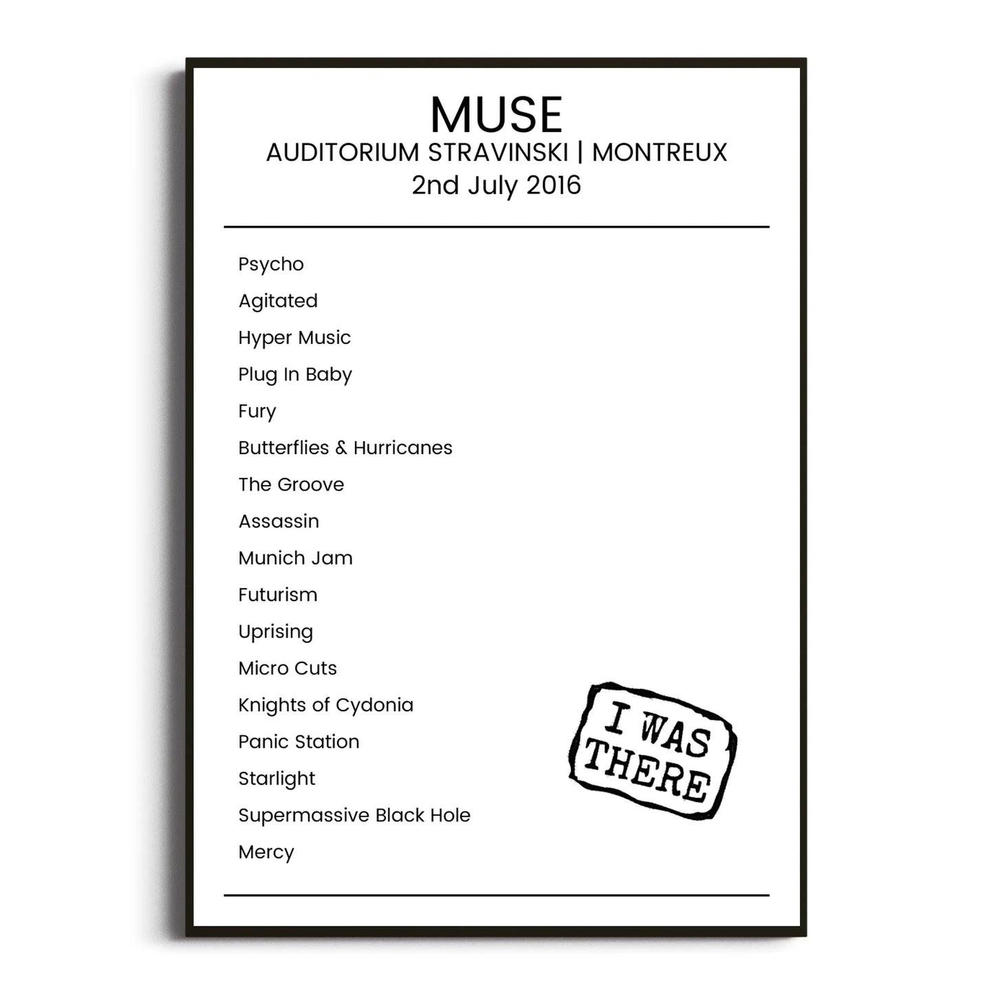 Muse Montreux 02 July 2016 Setlist Poster