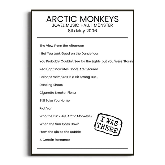 Arctic Monkeys Münster 08 May 2006 Setlist Poster