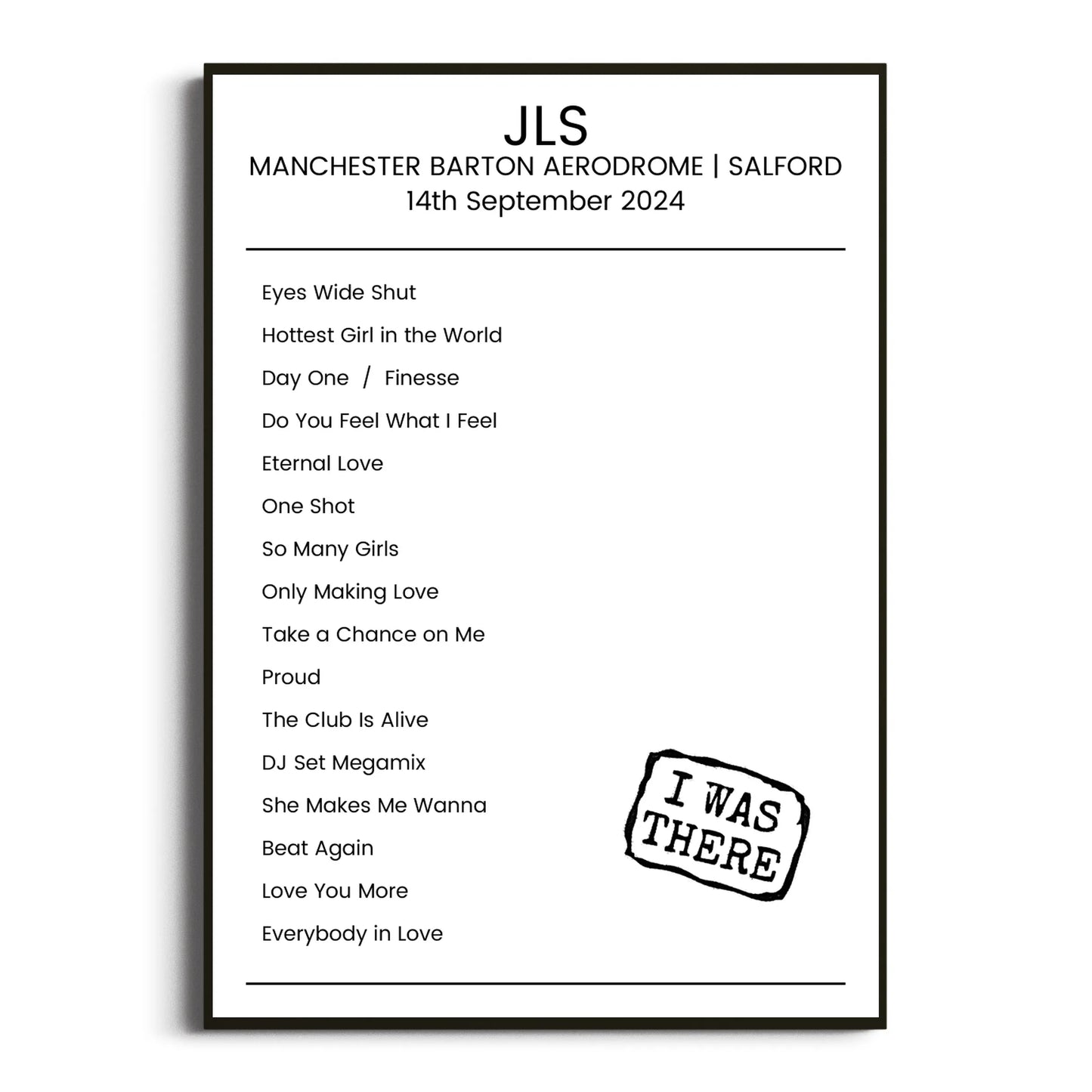 JLS Salford 14 September 2024 Setlist Poster