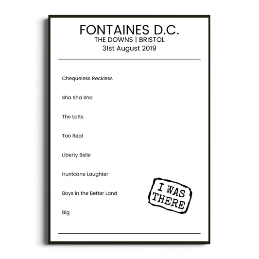 Fontaines D.C. Bristol 31 August 2019 Setlist Poster