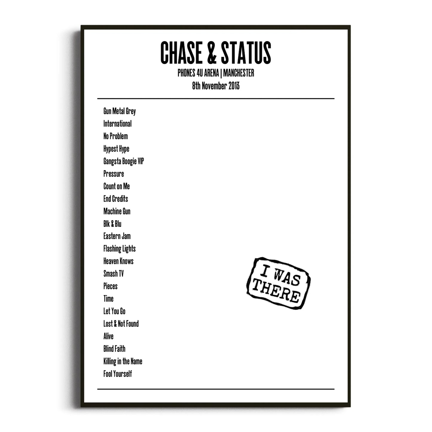 Chase & Status Manchester 08 November 2013 Setlist Poster