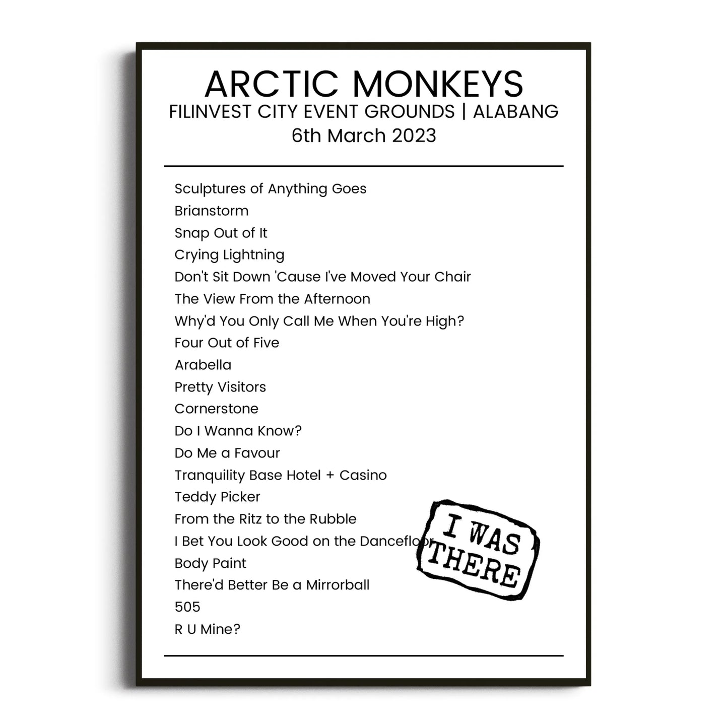 Arctic Monkeys Alabang 06 March 2023 Setlist Poster