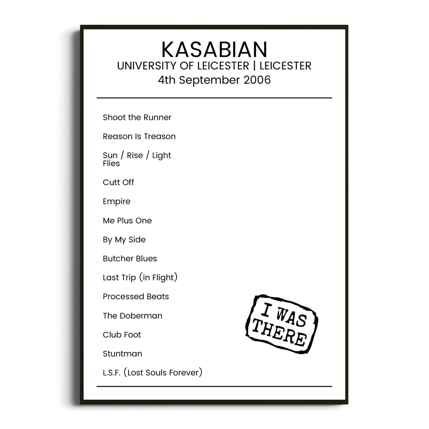 Kasabian Leicester 04 September 2006 Setlist Poster