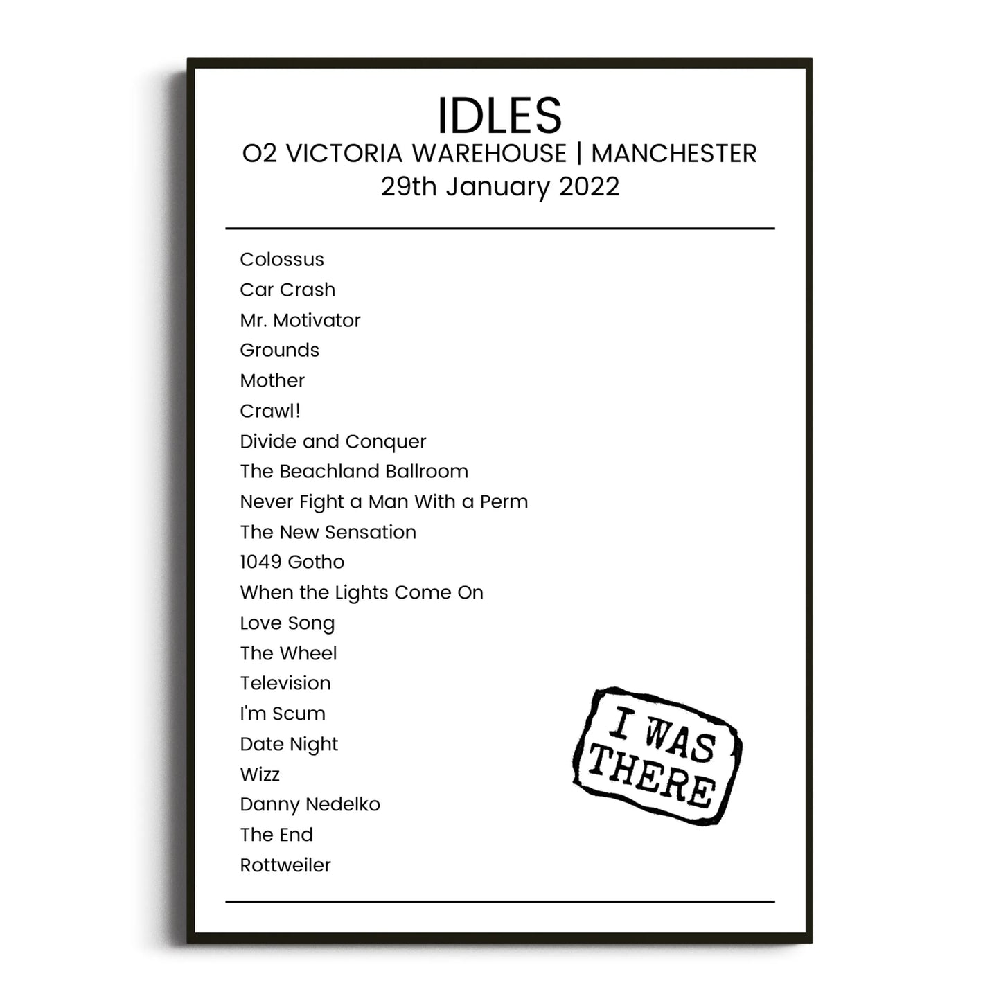 IDLES Manchester 29 January 2022 Setlist Poster