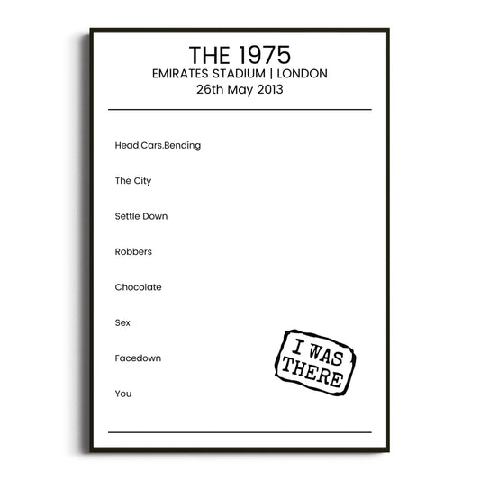 The 1975 London 26 May 2013 Setlist Poster