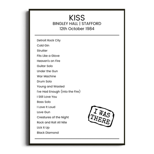 KISS Stafford 12 October 1984 Setlist Poster