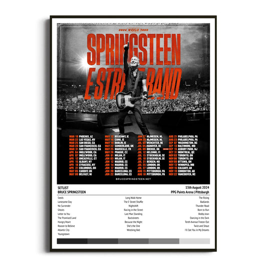 Bruce Springsteen Pittsburgh PPG Paints Arena 15 August 2024 Setlist Tour Poster