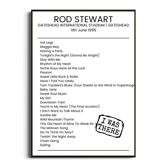 Rod Stewart Gateshead 11 June 1995 Setlist Poster