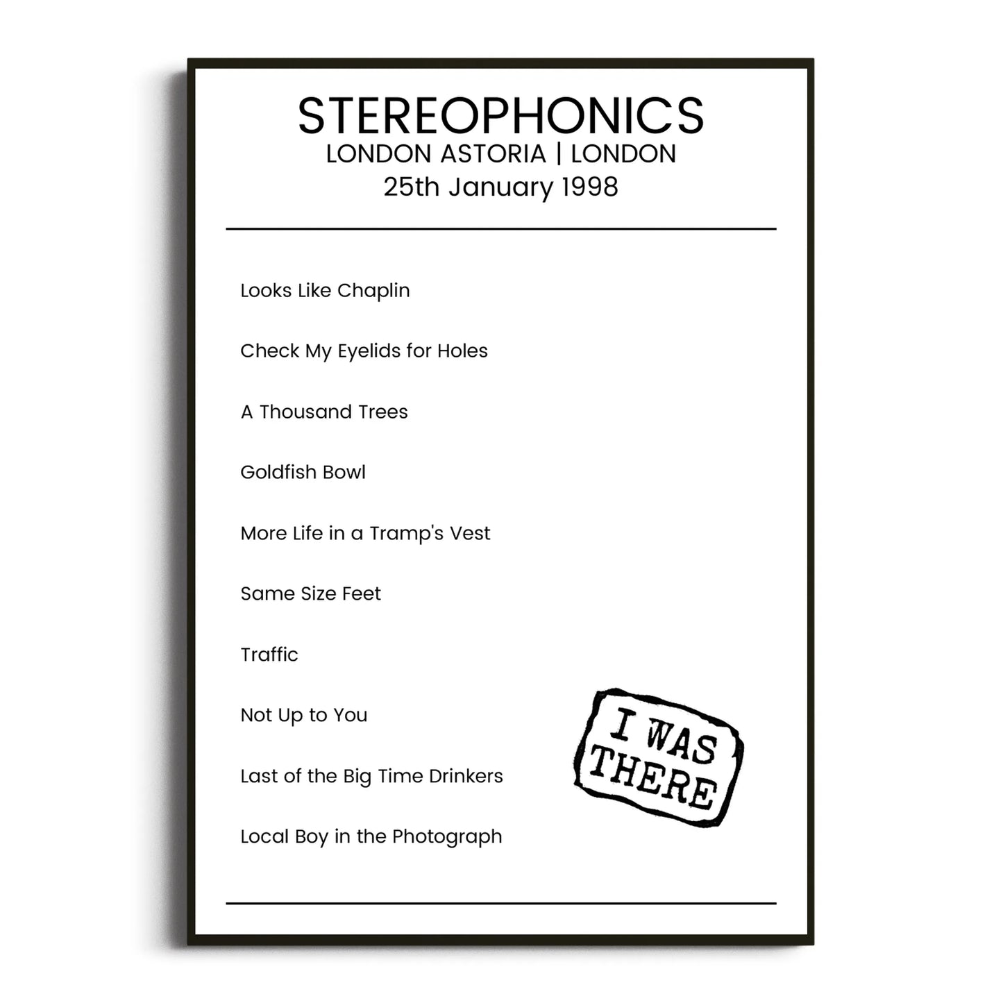 Stereophonics London 25 January 1998 Setlist Poster