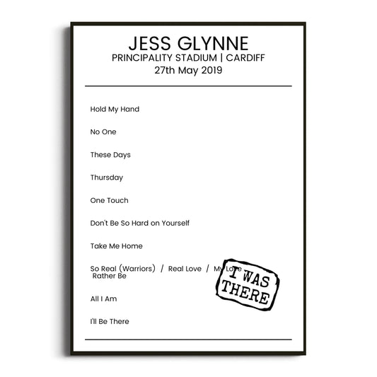 Jess Glynne Cardiff 27 May 2019 Setlist Poster