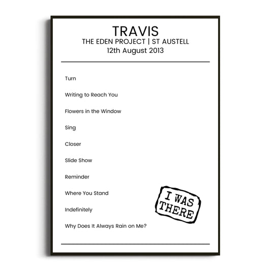 Travis St Austell 12 August 2013 Setlist Poster