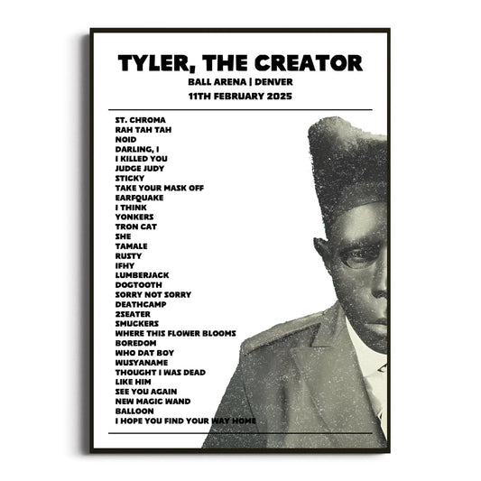 Tyler, The Creator Denver 11 February 2025 Setlist Poster