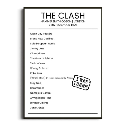 The Clash London 27 December 1979 Setlist Poster