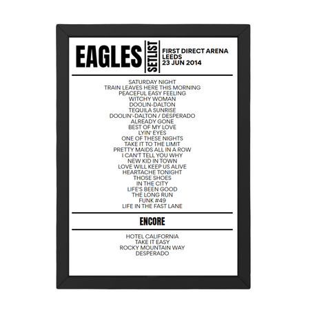 Eagles Leeds June 23, 2014 Replica Setlist - Setlist