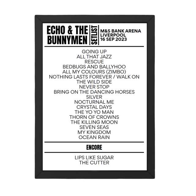 Echo & the Bunnymen Liverpool September 16, 2023 Replica Setlist - Setlist